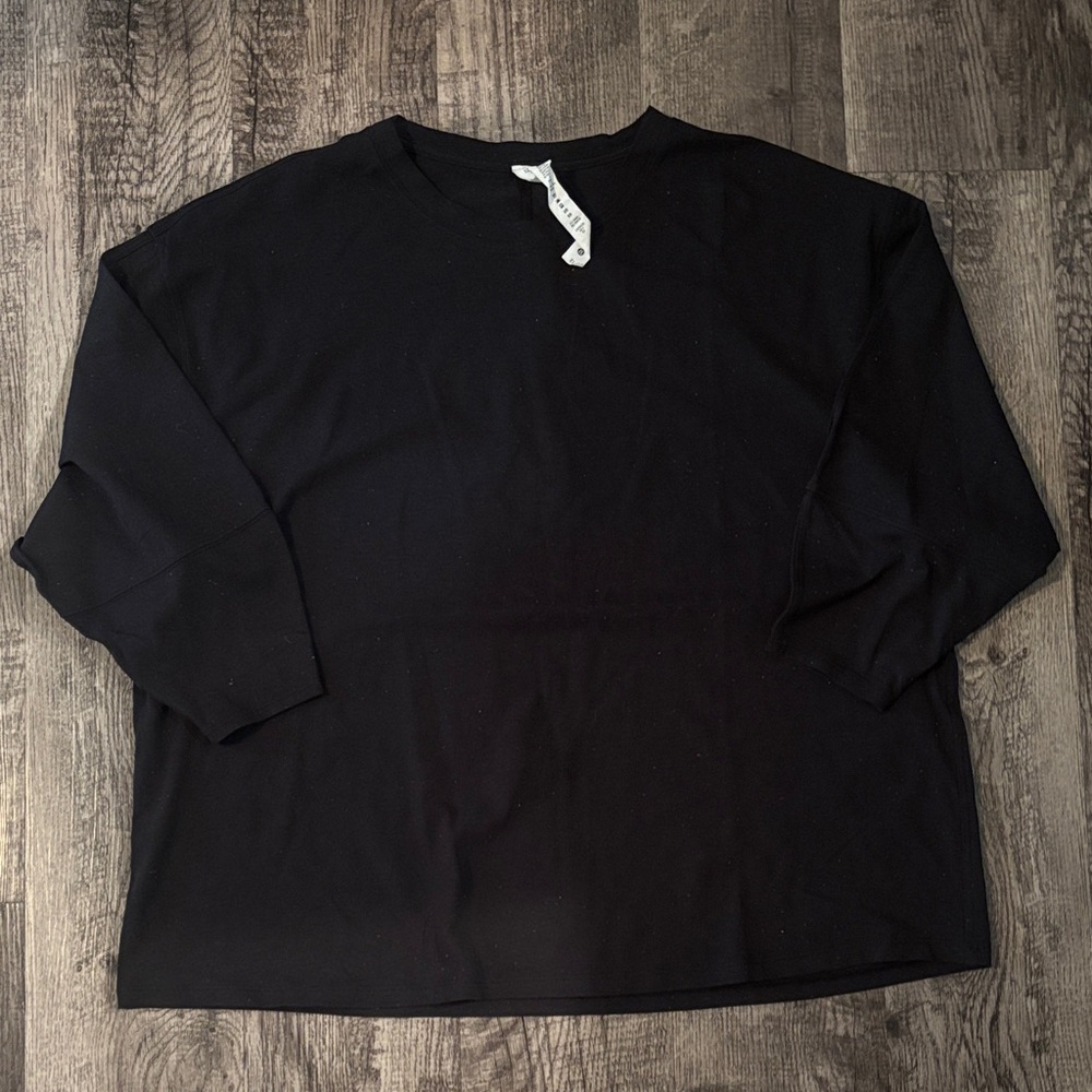 Lululemon 3/4 Sleeve Cotton Shirt - Black with Colored Dots - Size 12